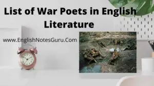 List of War Poets in English Literature 