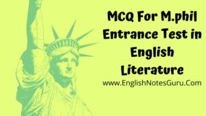 English Literature MCQ For M.Phil Entrance