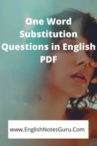 One Word Substitution Questions in English PDF
