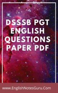 DSSSB PGT English Questions Paper PDF