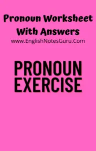 Pronoun Worksheet With Answers