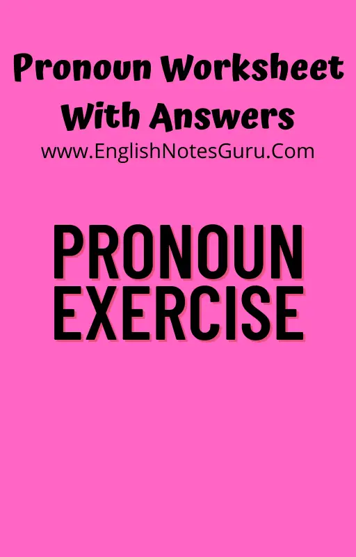 Noun Pronoun Worksheet With Answers